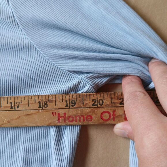 No Boundaries Ribbed Long Sleeve Shirt Size XXL Light Blue Basic Top - Picture 5 of 6